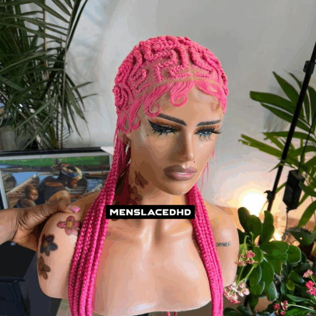 Pink zigzag wig