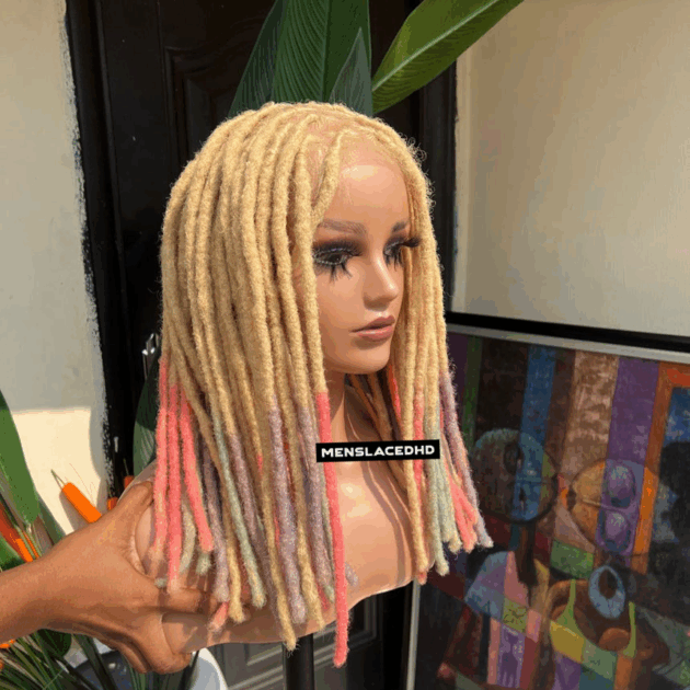 Pastel locs human hair dread locs Hd full lace wig