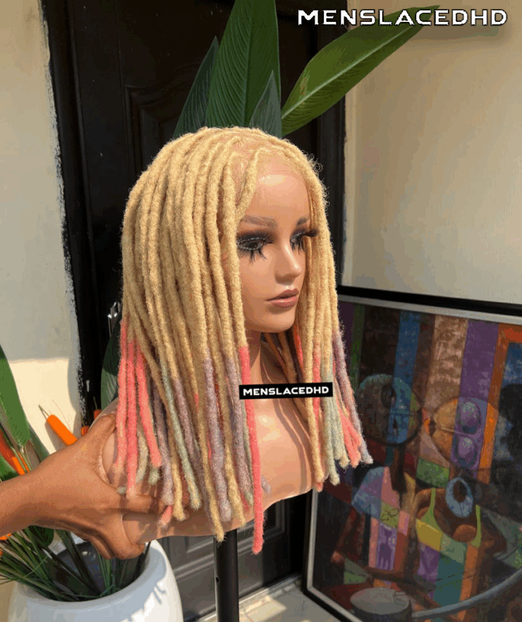 Pastel locs human hair dread locs Hd full lace wig