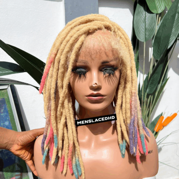 Pastel Locs Human Hair Dread Locs HD Full Lace Wig